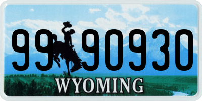 WY license plate 9990930
