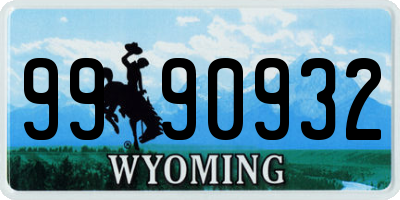 WY license plate 9990932
