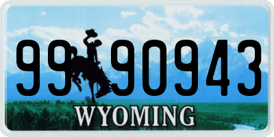 WY license plate 9990943
