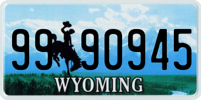 WY license plate 9990945