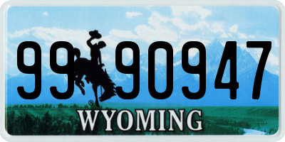 WY license plate 9990947