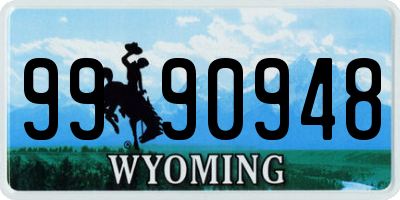 WY license plate 9990948