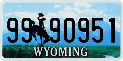 WY license plate 9990951