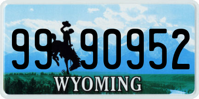 WY license plate 9990952