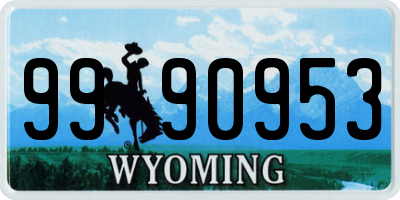 WY license plate 9990953