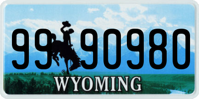 WY license plate 9990980