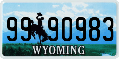 WY license plate 9990983