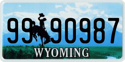 WY license plate 9990987