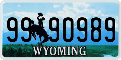 WY license plate 9990989