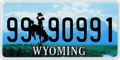 WY license plate 9990991