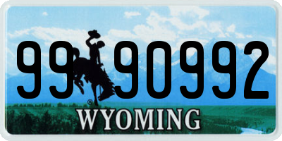 WY license plate 9990992