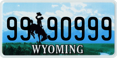 WY license plate 9990999