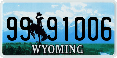 WY license plate 9991006