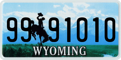WY license plate 9991010