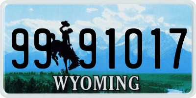 WY license plate 9991017