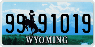 WY license plate 9991019