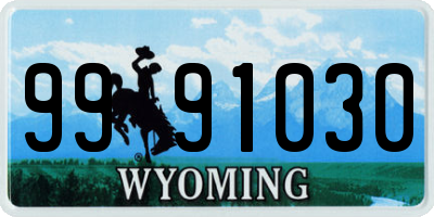 WY license plate 9991030