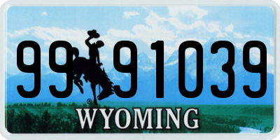 WY license plate 9991039