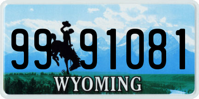 WY license plate 9991081
