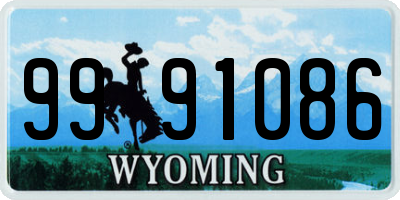 WY license plate 9991086