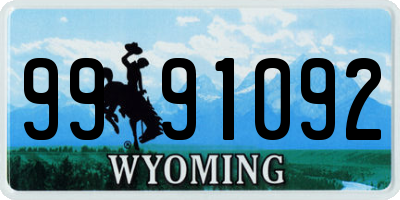 WY license plate 9991092