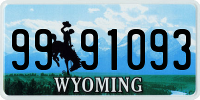 WY license plate 9991093