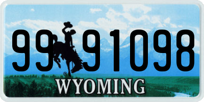 WY license plate 9991098