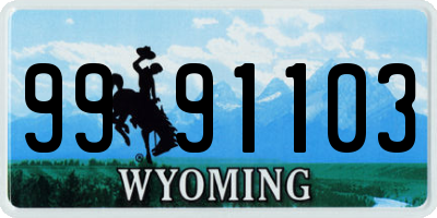 WY license plate 9991103