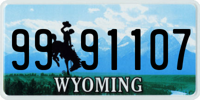 WY license plate 9991107