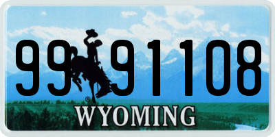WY license plate 9991108