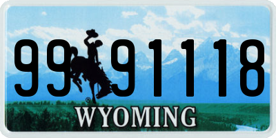 WY license plate 9991118