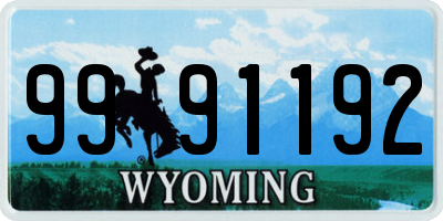 WY license plate 9991192