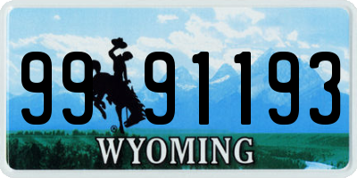 WY license plate 9991193