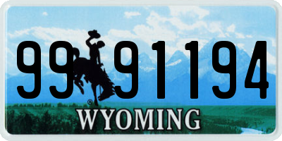 WY license plate 9991194
