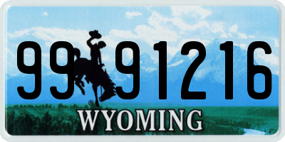 WY license plate 9991216