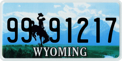 WY license plate 9991217