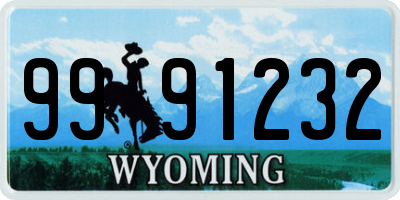 WY license plate 9991232