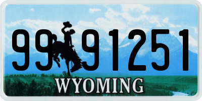 WY license plate 9991251