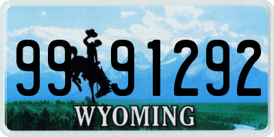WY license plate 9991292
