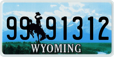 WY license plate 9991312