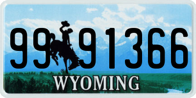 WY license plate 9991366