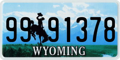 WY license plate 9991378