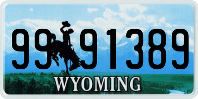 WY license plate 9991389