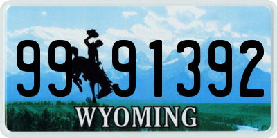 WY license plate 9991392