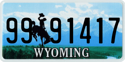 WY license plate 9991417