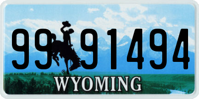 WY license plate 9991494