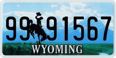 WY license plate 9991567