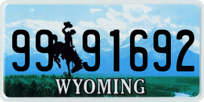 WY license plate 9991692