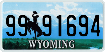 WY license plate 9991694