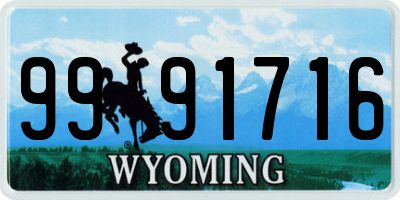 WY license plate 9991716